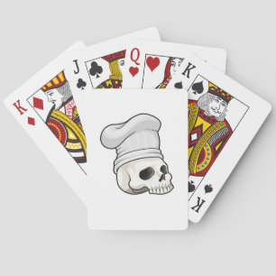 Skull as Cook with Chef hat Poker Cards