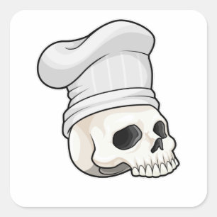 Skull as Cook with Chef hat Square Sticker
