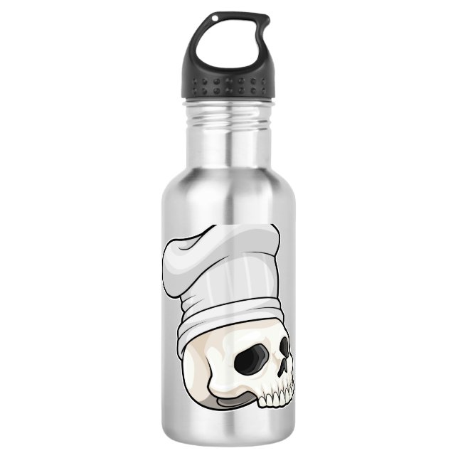 Skull as Cook with Chef hat Stainless Steel Water Bottle (Front)