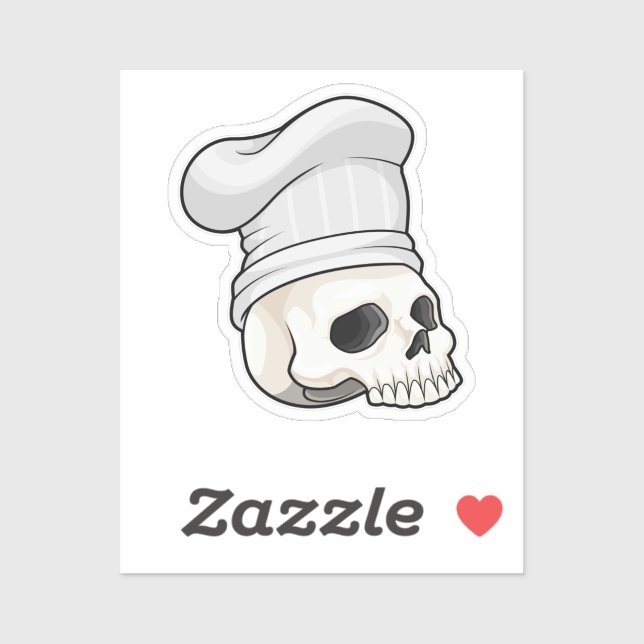 Skull as Cook with Chef hat Sticker (Sheet)