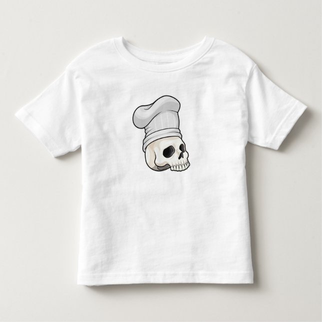 Skull as Cook with Chef hat Toddler T-shirt (Front)