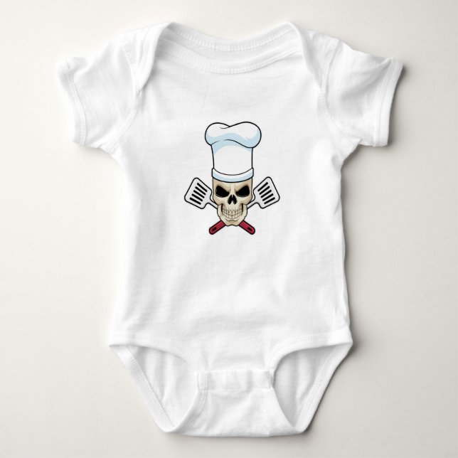 Skull as Cook with Cooking hat Baby Bodysuit (Front)