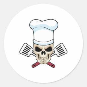 Skull as Cook with Cooking hat Classic Round Sticker