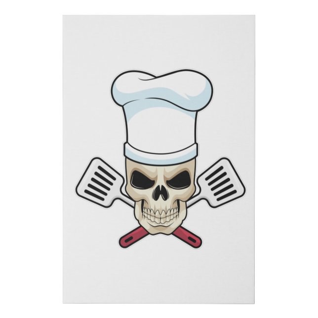 Skull as Cook with Cooking hat Faux Canvas Print (Front)