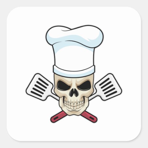 Skull as Cook with Cooking hat Square Sticker