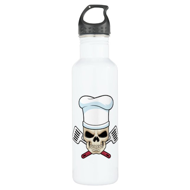 Skull as Cook with Cooking hat Stainless Steel Water Bottle (Front)