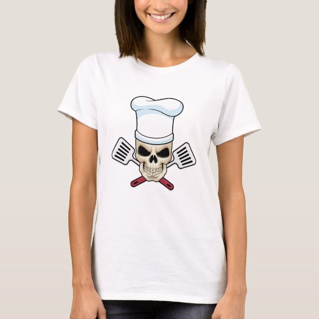 Skull as Cook with Cooking hat T-Shirt (Front)