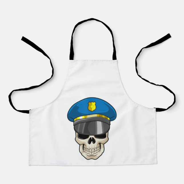 Skull as Police officer with Police hat Apron (Front)