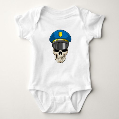 Skull as Police officer with Police hat Baby Bodysuit