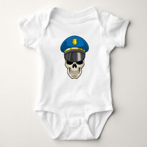 Skull as Police officer with Police hat Baby Bodysuit