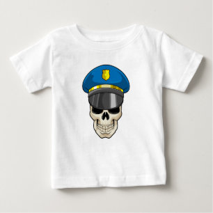 Skull as Police officer with Police hat Baby T-Shirt