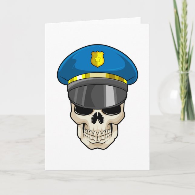 Skull as Police officer with Police hat Card (Front)