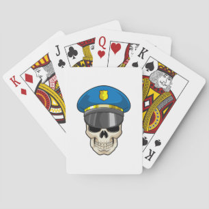 Skull as Police officer with Police hat Poker Cards