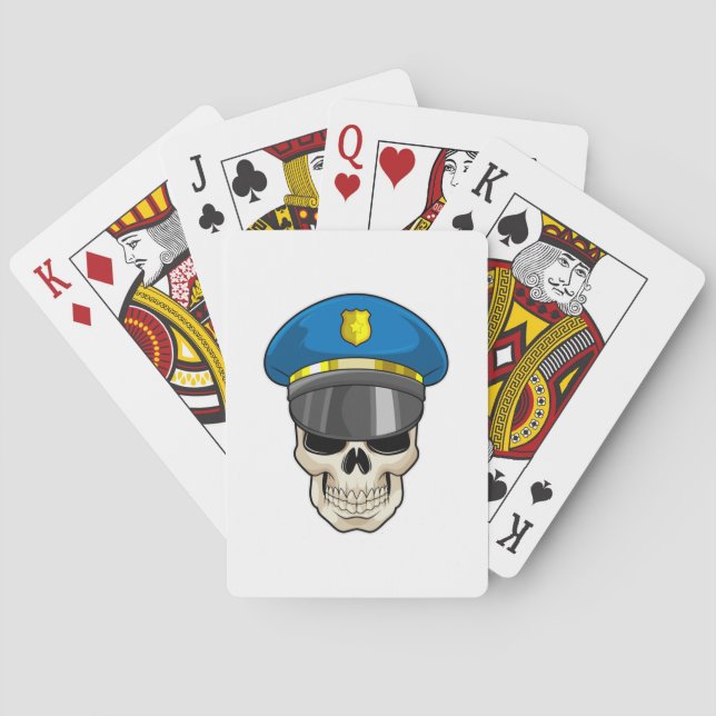 Skull as Police officer with Police hat Poker Cards (Back)