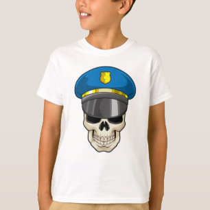 Skull as Police officer with Police hat T-Shirt