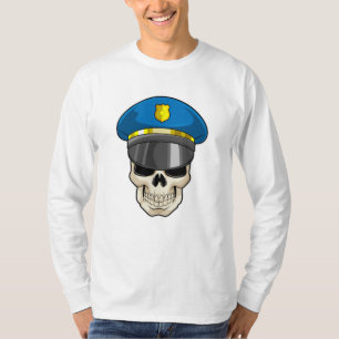 Skull as Police officer with Police hat T-Shirt