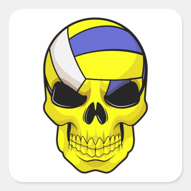 Skull as Volleyball player with Volleyball Square Sticker (Front)