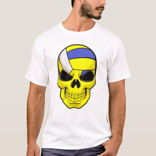 Skull as Volleyball player with Volleyball T-Shirt (Front)