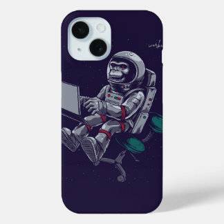 Skull Astronaut at Work – Space Gamer iPhone 15 Case