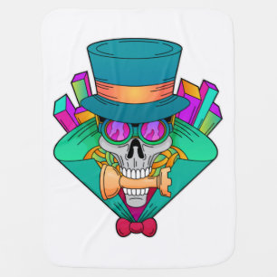 Skull at Chess with Chess piece Rook Baby Blanket