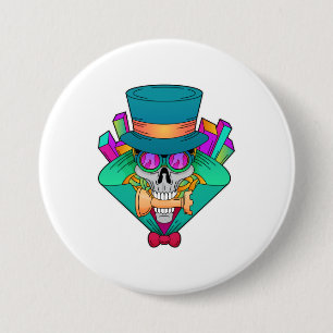 Skull at Chess with Chess piece Rook Button