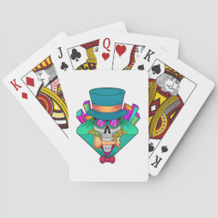 Skull at Chess with Chess piece Rook Poker Cards
