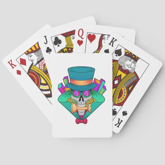 Skull at Chess with Chess piece Rook Poker Cards (Back)