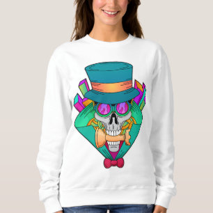 Skull at Chess with Chess piece Rook Sweatshirt
