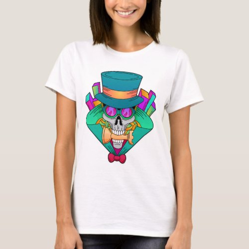 Skull at Chess with Chess piece Rook T_Shirt