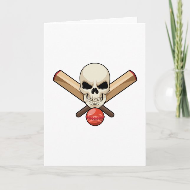 Skull at Cricket with Cricket bat Card (Front)