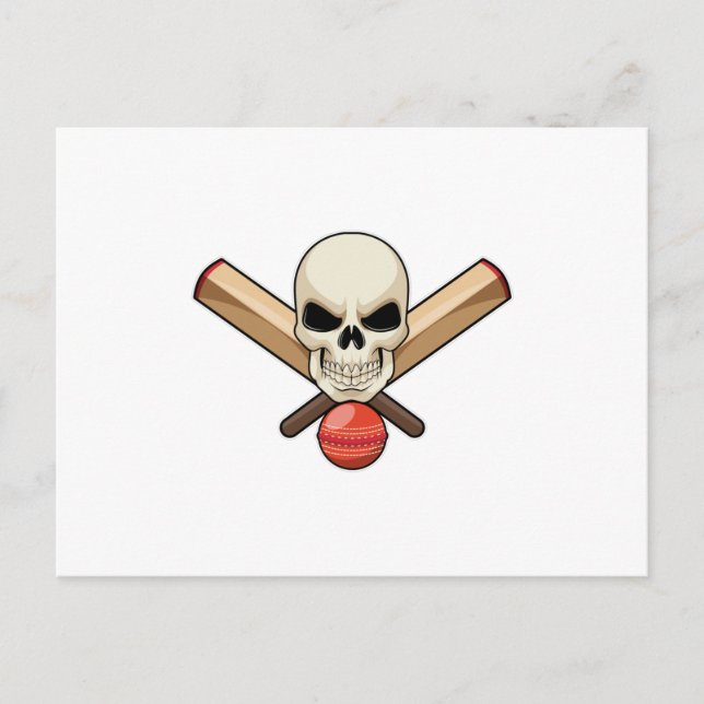 Skull at Cricket with Cricket bat Postcard (Front)