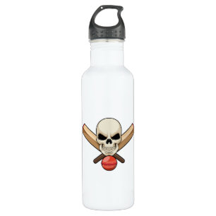 Skull at Cricket with Cricket bat Stainless Steel Water Bottle
