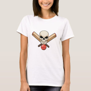 Skull at Cricket with Cricket bat T-Shirt