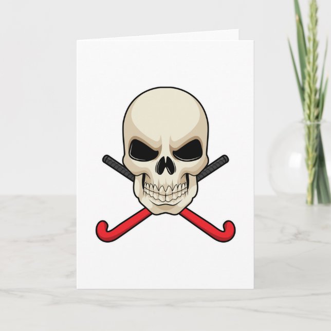 Skull at Hockey with Hockey bat Card (Front)