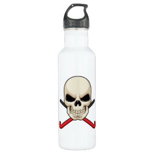 Skull at Hockey with Hockey bat Stainless Steel Water Bottle