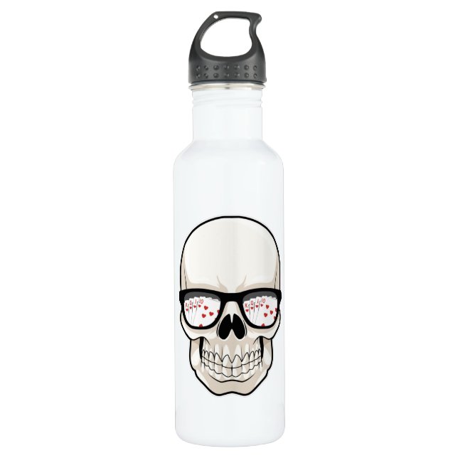 Skull at Poker with Sunglasses Stainless Steel Water Bottle (Front)