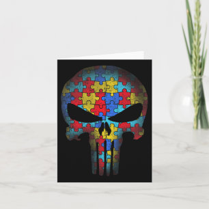 Skull Autism Awareness Tee Mom Dad Kids Autism  Card