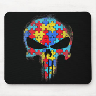 Skull Autism Awareness Tee Mom Dad Kids Autism  Mouse Pad