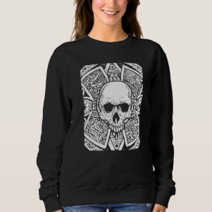 Skull Aztec Calendar Dia De Los Muertos Mexican Da Sweatshirt