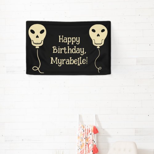Skull Balloon Goth Birthday Party Banner