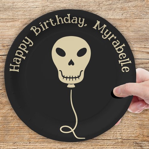 Skull Balloon Goth Birthday Party Paper Plates
