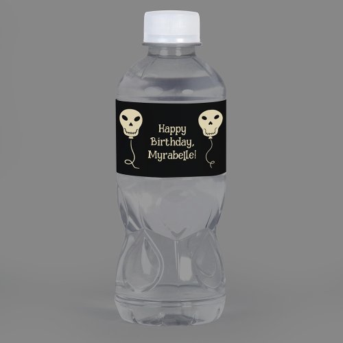 Skull Balloon Goth Birthday Party Water Bottle Label
