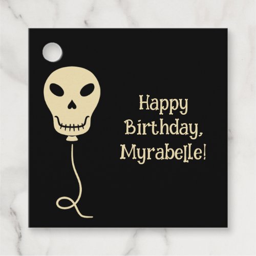 Skull Balloons Personalized Goth Birthday Favor Tags