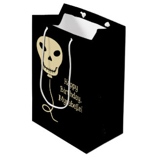 Skull Balloons Personalized Goth Birthday Medium Gift Bag
