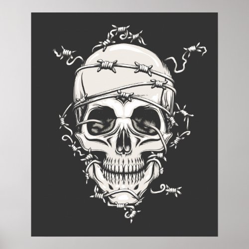 Skull Barbed Wire Poster