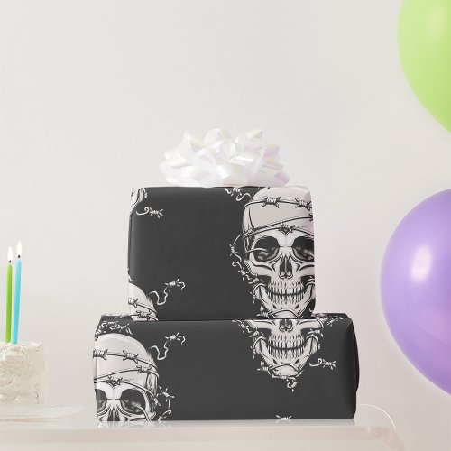 Skull Barbed Wire Wrapping Paper
