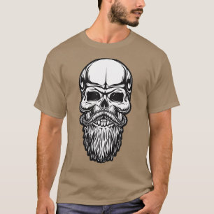 SKULL BARBER SQUELETON BEARD AND MOUSTACHE GIFT FO T-Shirt
