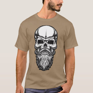 SKULL BARBER SQUELETON BEARD AND MOUSTACHE GIFT FO T-Shirt