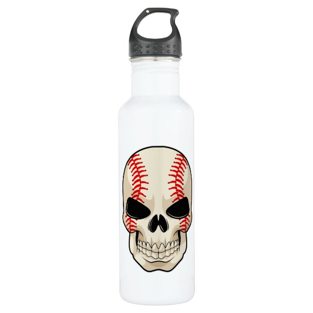 Skull Baseball Sports Stainless Steel Water Bottle (Front)