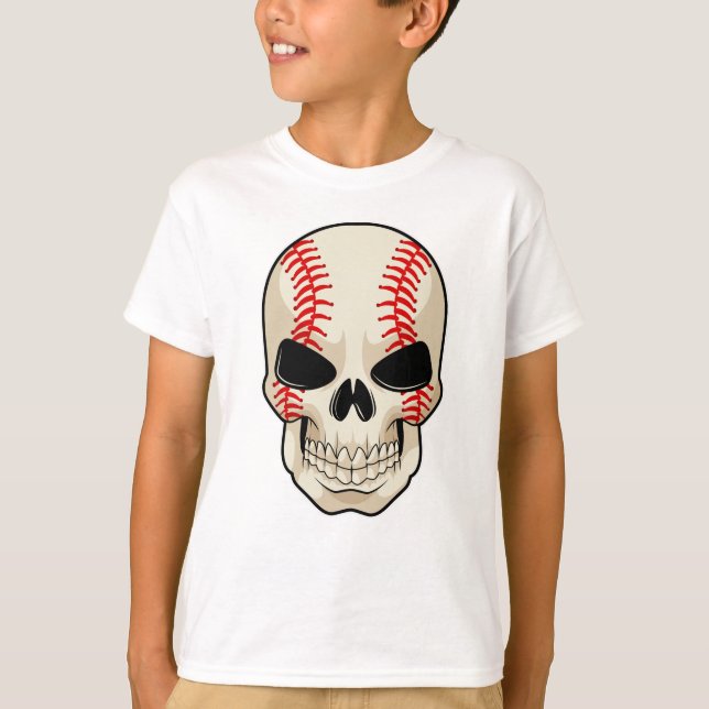 Skull Baseball Sports T-Shirt (Front)